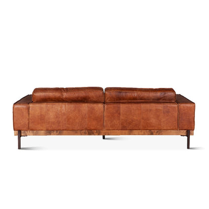 Chiavari Modern Leather Sofa in Vintage Cognac