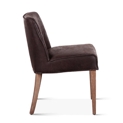 Avery Dining Chair in Dark Brown Leather with Natural Legs