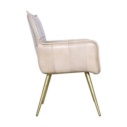 Thorpe Surrey Armchair in in Antique Ivory Leather and Gold Legs