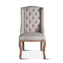 Portia Dining Chair in Off-White Linen and Oak