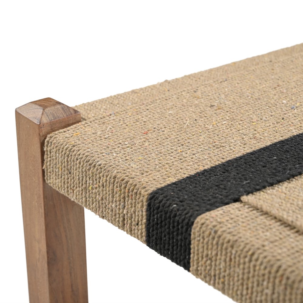 Delmar 20" Ottoman Stool in Woven Natural and Black Rope