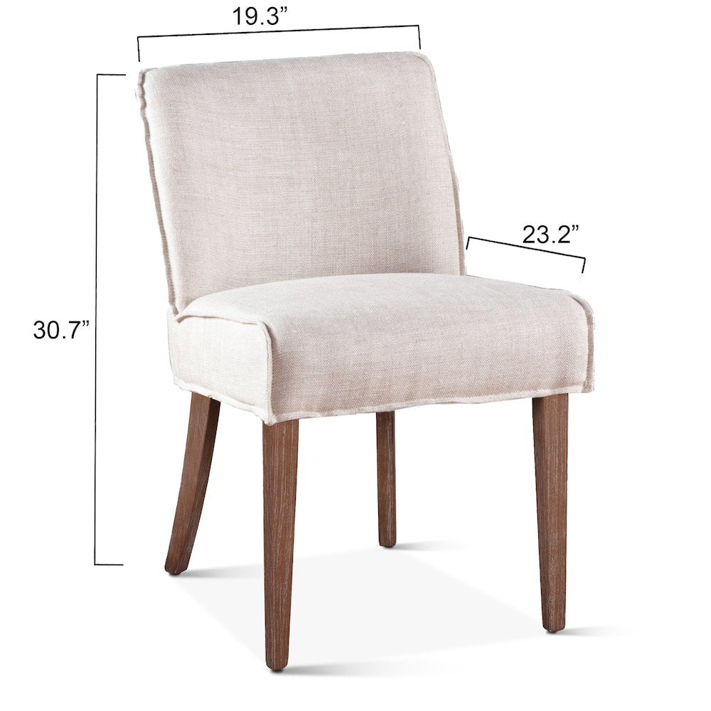Avery Dining Chair in Off-White Linen with Natural Legs