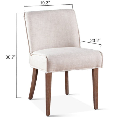 Avery Dining Chair in Off-White Linen with Natural Legs