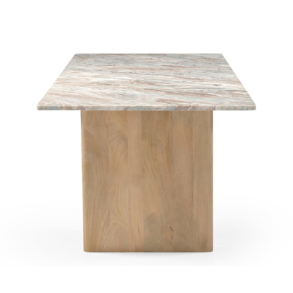 Vero 76" Dining Table in Toronto Marble Top and Light Mango Base