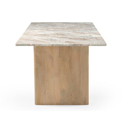 Vero 76" Dining Table in Toronto Marble Top and Light Mango Base