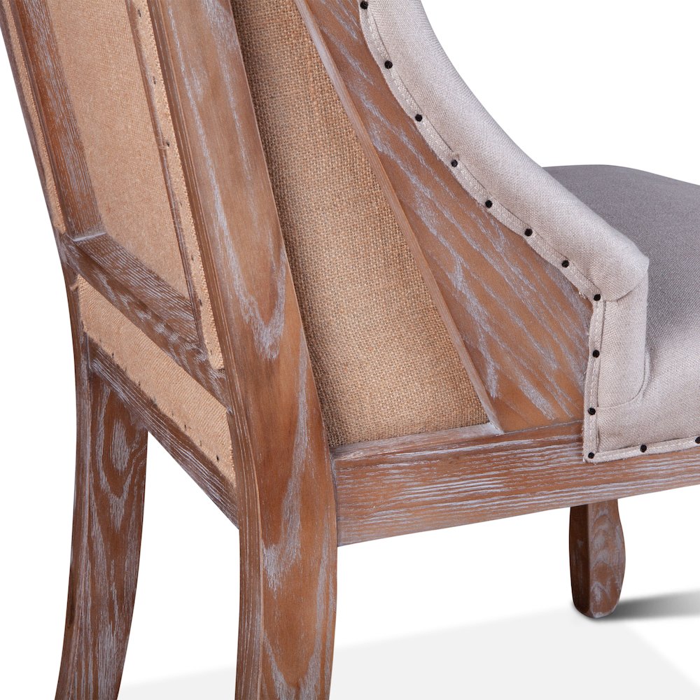 Portia Dining Chair in Off-White Linen and Oak