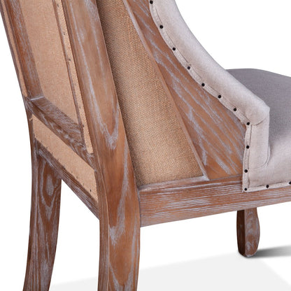 Portia Dining Chair in Off-White Linen and Oak