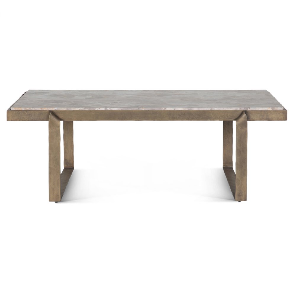 Rhodes 49" Coffee Table with Capri Beige Marble Top and Antique Brass Base