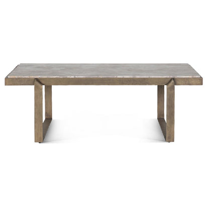 Rhodes 49" Coffee Table with Capri Beige Marble Top and Antique Brass Base