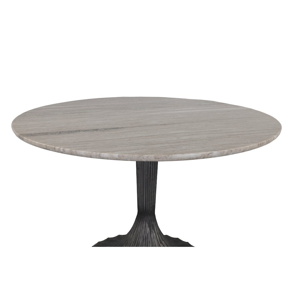 Palm Desert Brown Marble Dining Table with Zinc Tulip Base