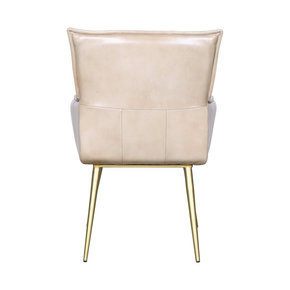 Thorpe Surrey Armchair in in Antique Ivory Leather and Gold Legs