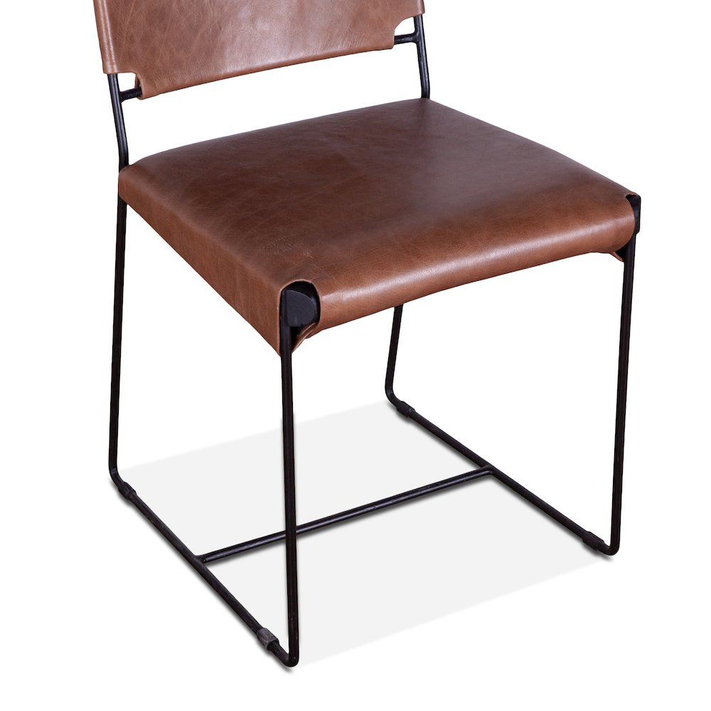 Melbourne Dining Chair in Tobacco Leather and Iron