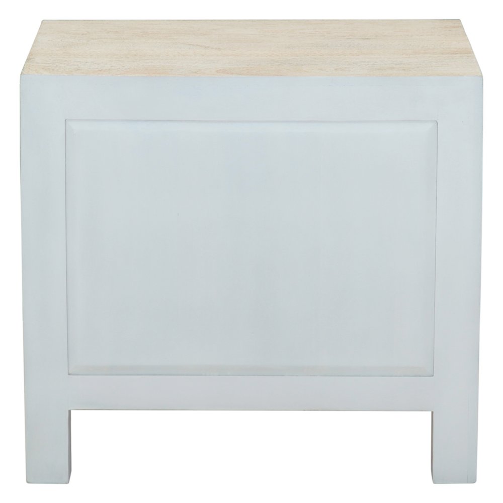 Haveli 26" Plinth Base Nightstand in Carved Heirloom White