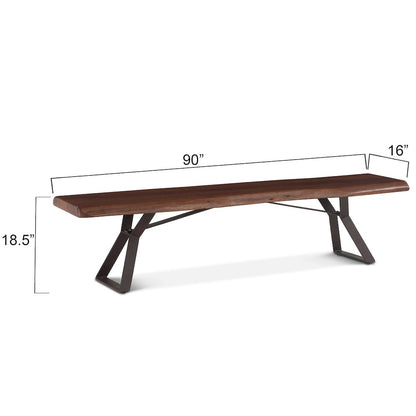 Nottingham 90" Bench with Walnut Finish