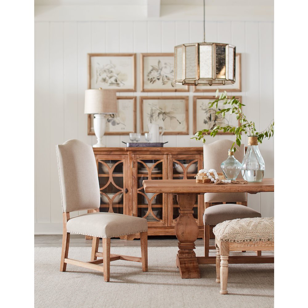 Pengrove 75" Glass Cabinet in Antique Oak Finish