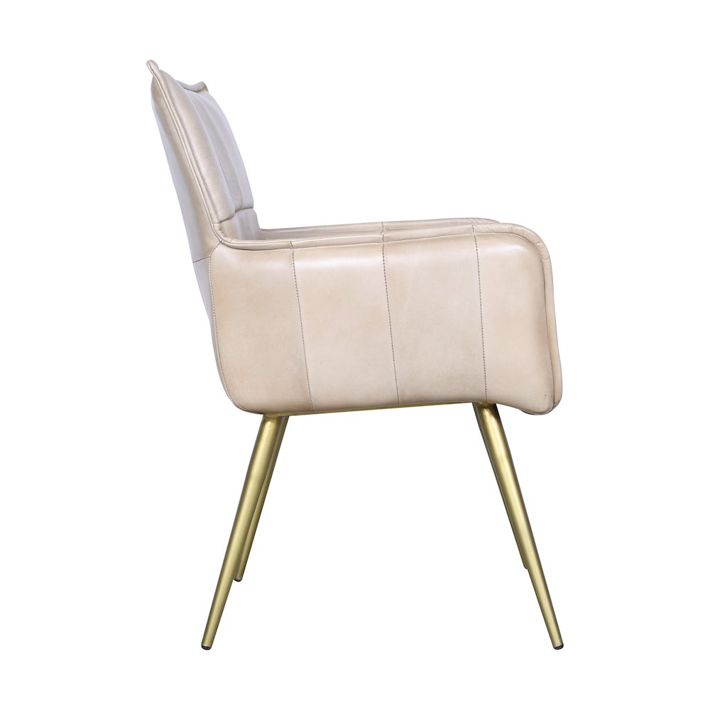 Thorpe Surrey Armchair in in Antique Ivory Leather and Gold Legs