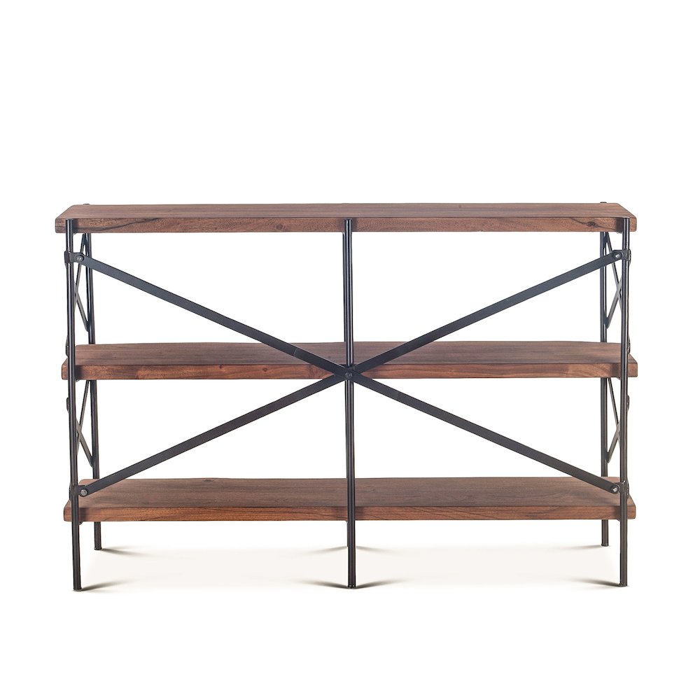 Blayne 56" Wide Bookshelf in Live Edge Acacia with Walnut Finish
