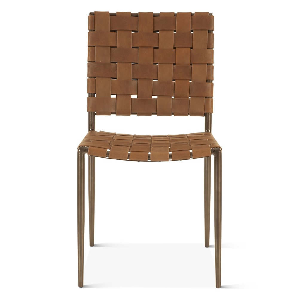 Lund Dining Chair in Tobacco Buffalo Leather and Iron