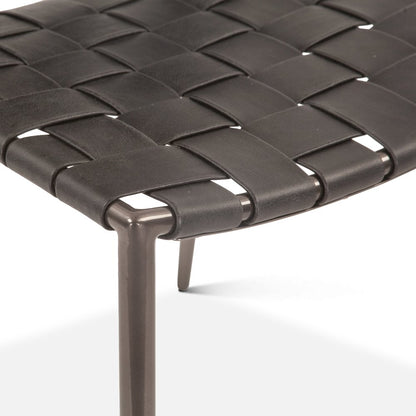 Lund Dining Chair in Black Buffalo Leather and Iron