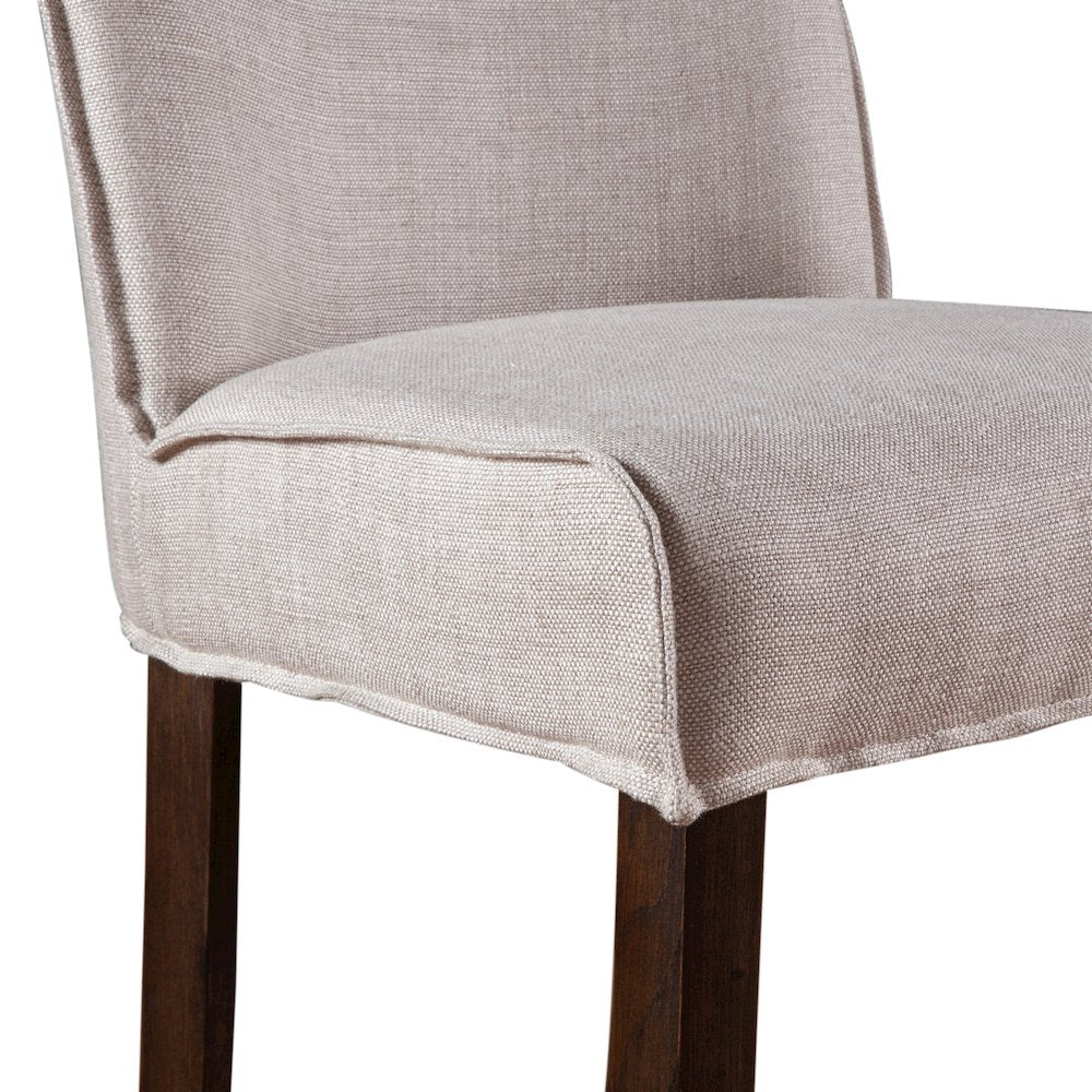 Avery Dining Chair in Off White Linen with Dark Legs