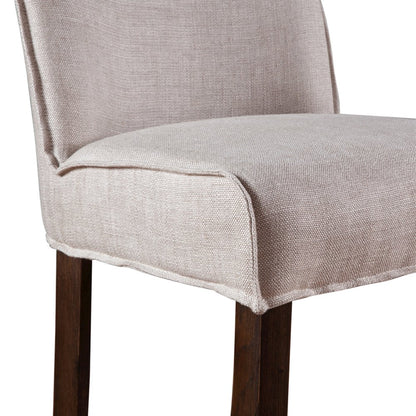 Avery Dining Chair in Off White Linen with Dark Legs