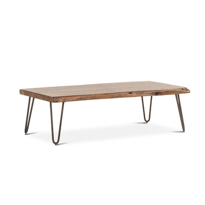 Grandby Acacia Wood Live Edge Coffee Table in Walnut Finish