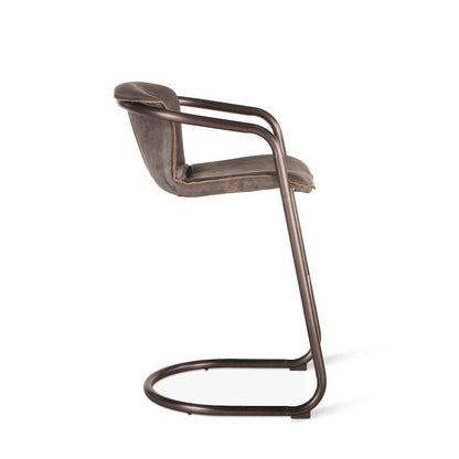 Chiavari Bar Chair in Antique Ebony Leather and Steel
