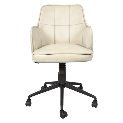 Thorpe Swivel Desk Chair in Antique Ivory Leather
