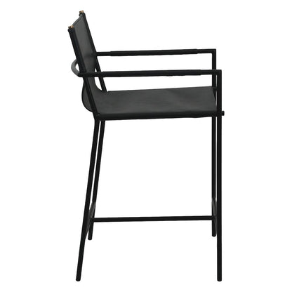 Sutton 20" Counter Armchair in Black Leather and Iron