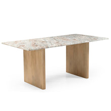 Vero 76" Dining Table in Toronto Marble Top and Light Mango Base