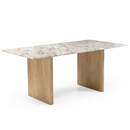 Vero 76" Dining Table in Toronto Marble Top and Light Mango Base