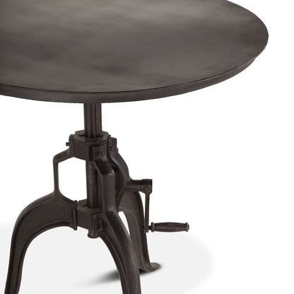 Artezia 36" Height Adjustable Crank Side Table in Matte Black Cast Iron