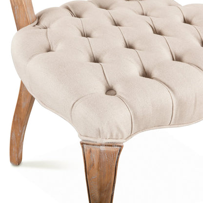 Portia Tufted Dining Chair in Beige Linen
