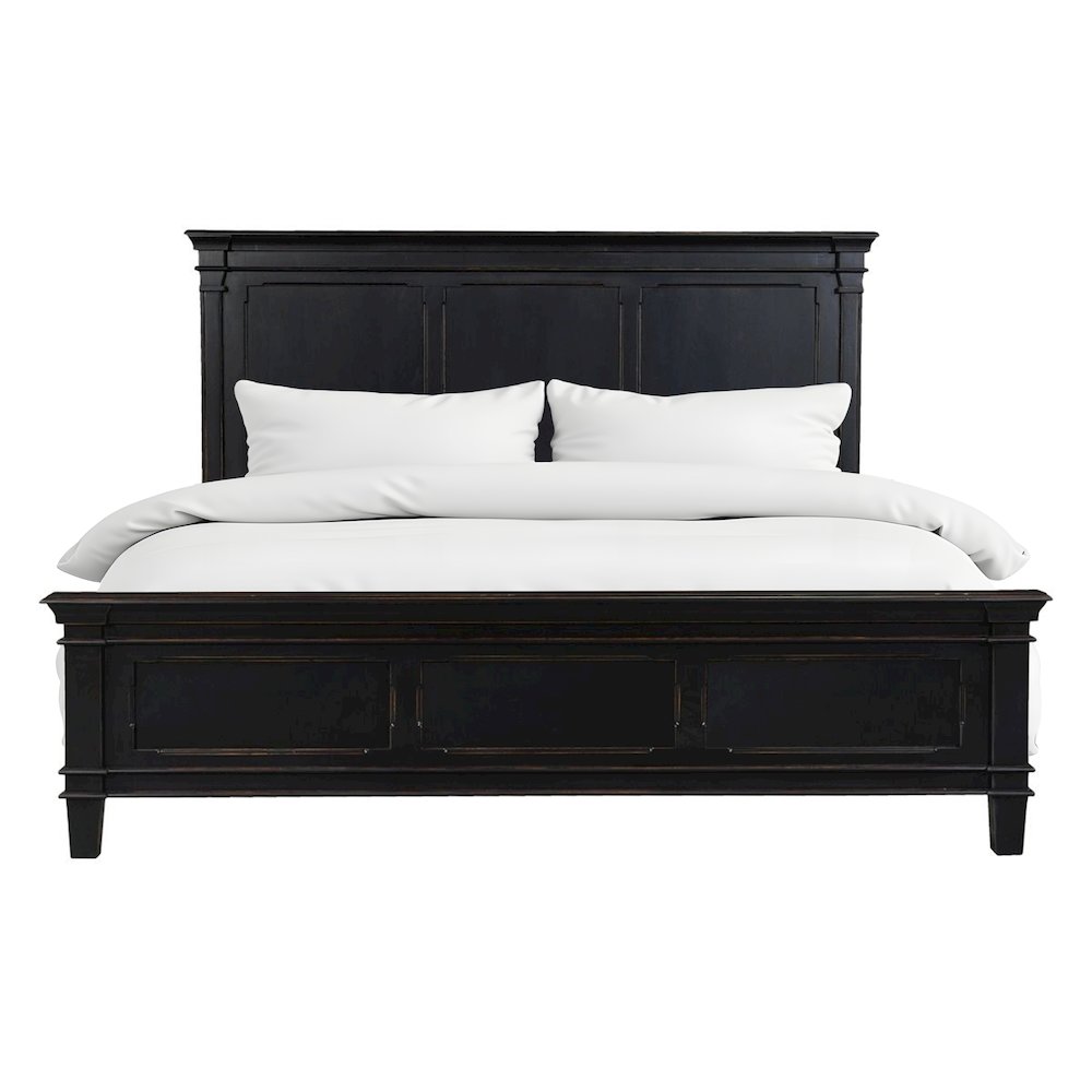 Trento King Bed in Distressed Black