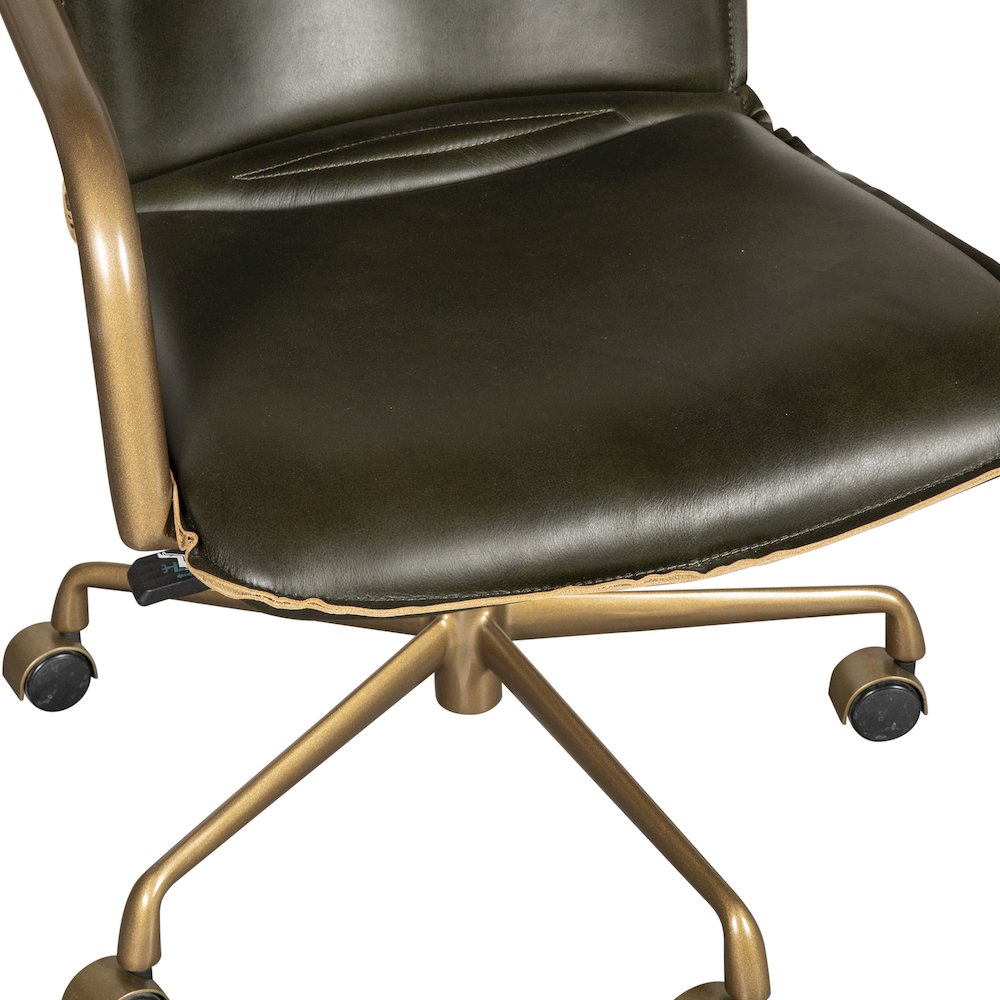 Chiavari Swivel Office Chair in Emerald Green Leather and Antique Gold