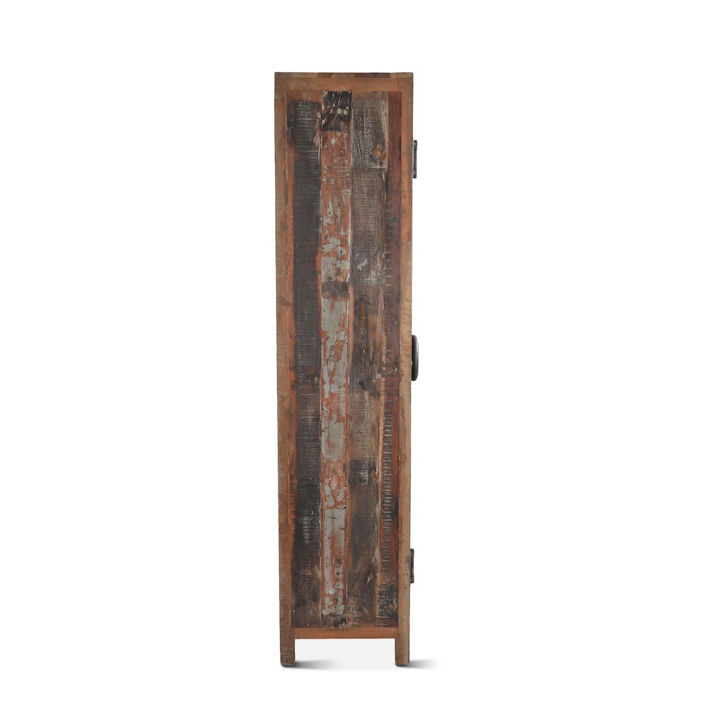 Welles Tall Vault Style Cabinet in Reclaimed Wood and Iron