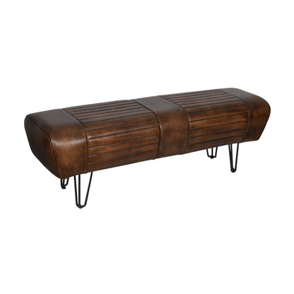 Brisbane Leeds Bench in Antique Whiskey Leather