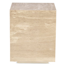 Giza 18" Drum Side Table in Travertine Stone