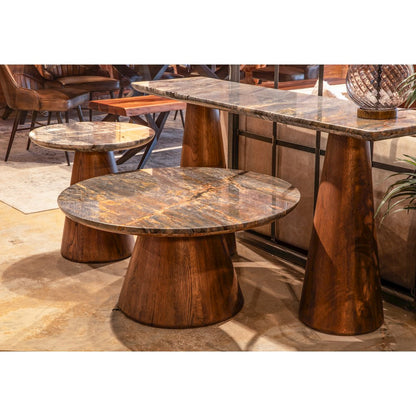 Caldera Coffee Table with Lava Marble and Dark Oak Base