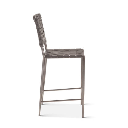 Lund 17in Buffalo Leather and Iron Counter Chair Black