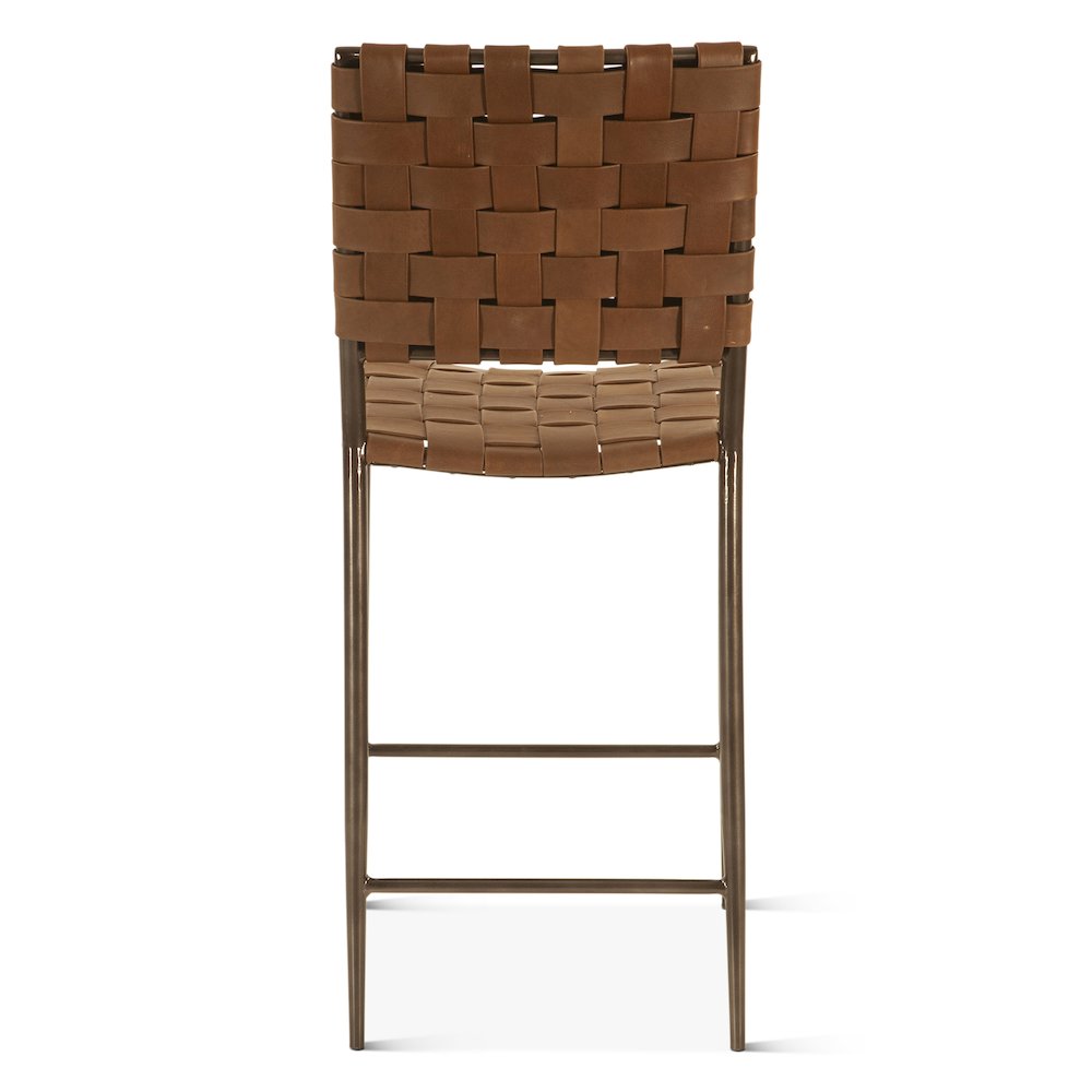 Lund 17" Counter Chair in Tobacco Buffalo Leather with Iron