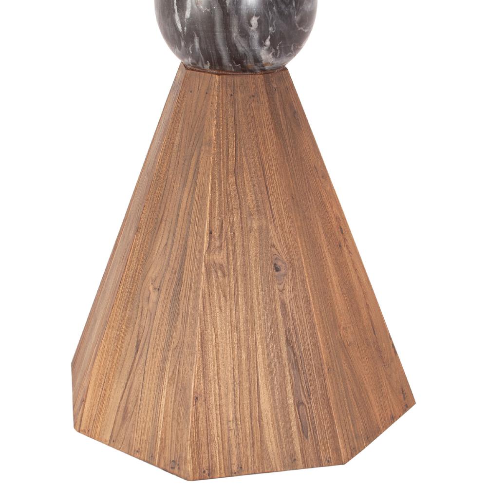 Rustic Revival Natural Teak Wood with Black Marble Pedestal