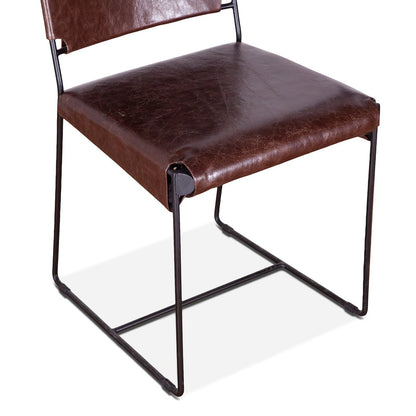 Melbourne Dining Chair in Chocolate Leather and Iron