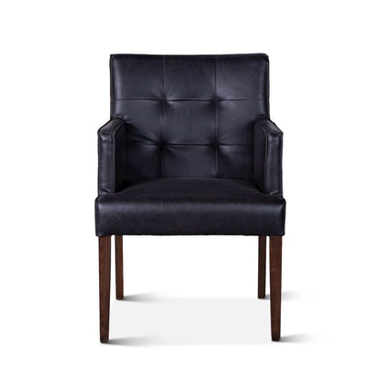 Aven Armchair in Black Leather with Dark Legs