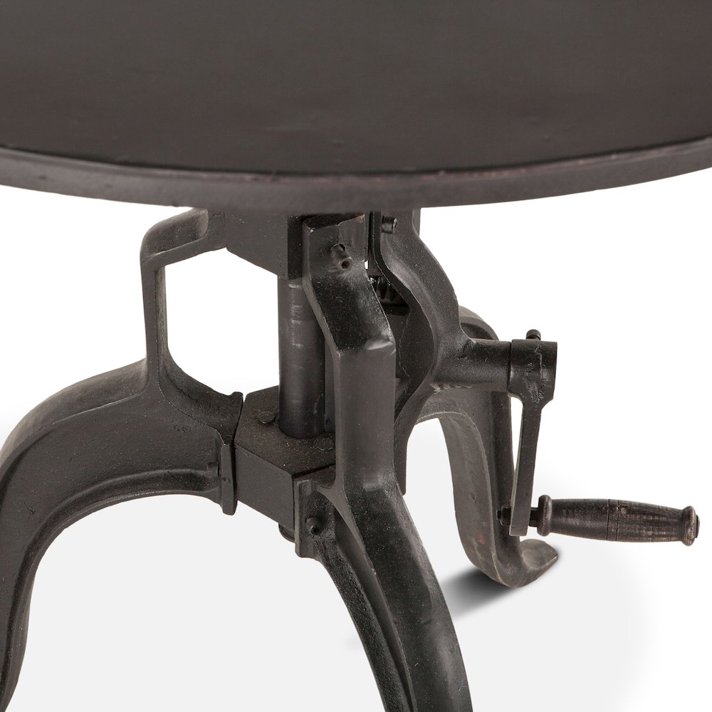 Artezia 30" Height Adjustable Crank Side Table in Matte Black Cast Iron