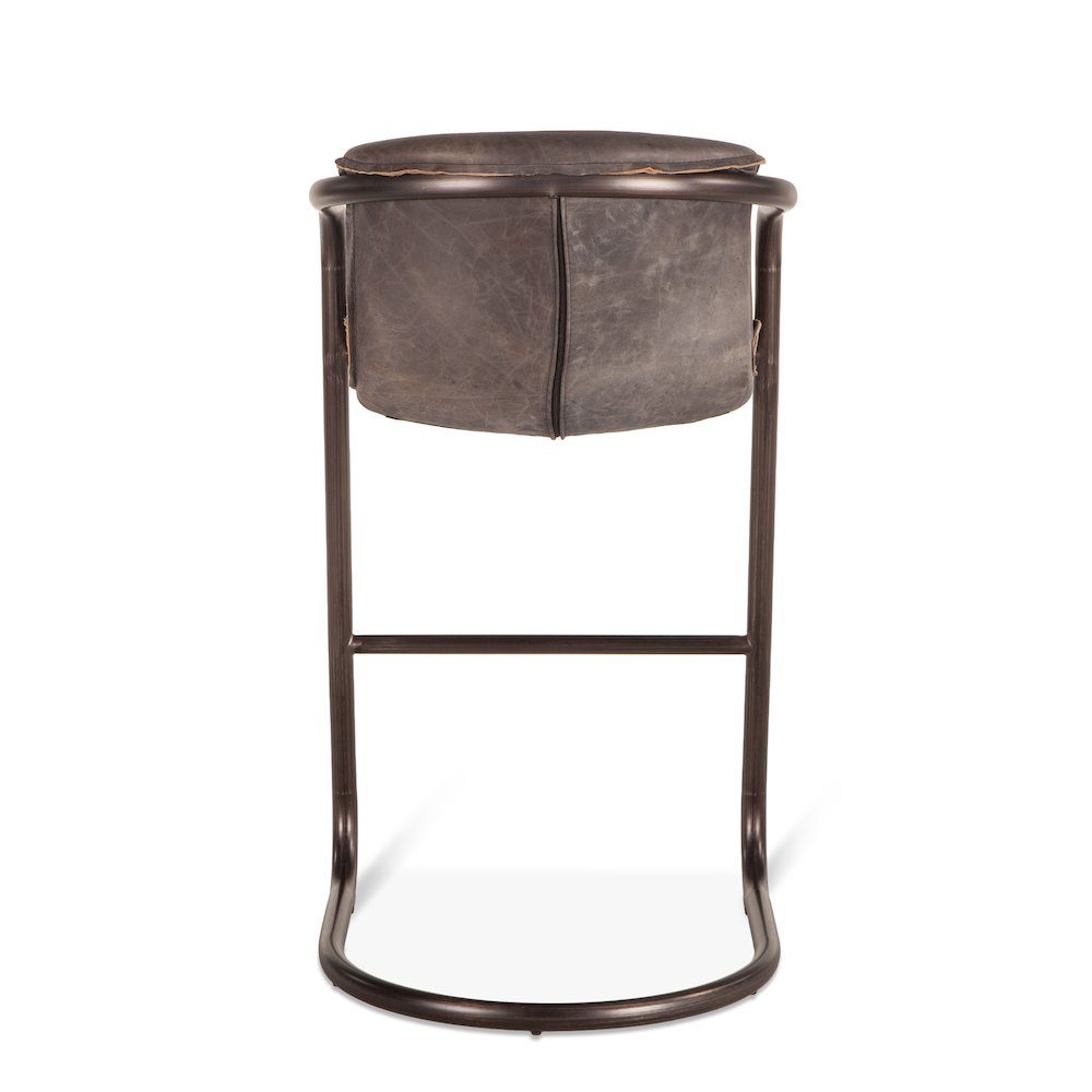Chiavari Bar Chair in Antique Ebony Leather and Steel