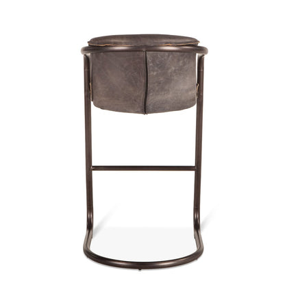 Chiavari Bar Chair in Antique Ebony Leather and Steel