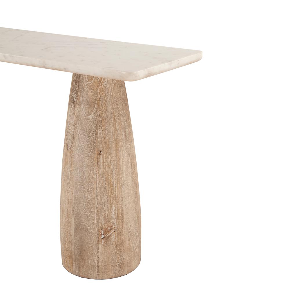 Palm Desert 60" Console Table in White Marble with Mod Base