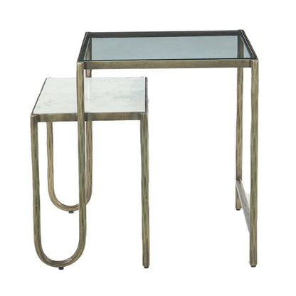 Sonoma 22" Nesting Side Table with Glass and Marble Top