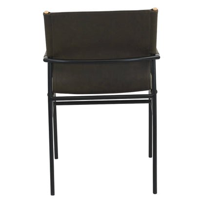 Sutton 20" Dining Armchair Olive Green Leather and Iron